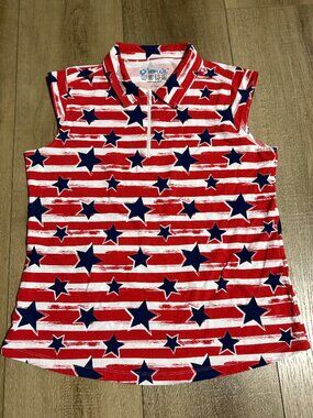 IBKUL Patriotic Golf Top Size Large Stars Stripes